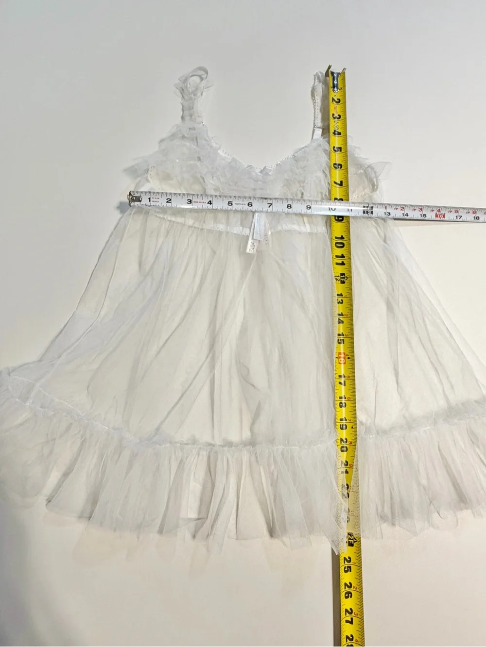 Victorias Secret white floaty mesh babydoll nighty lingerie lace ruffle mini nwt